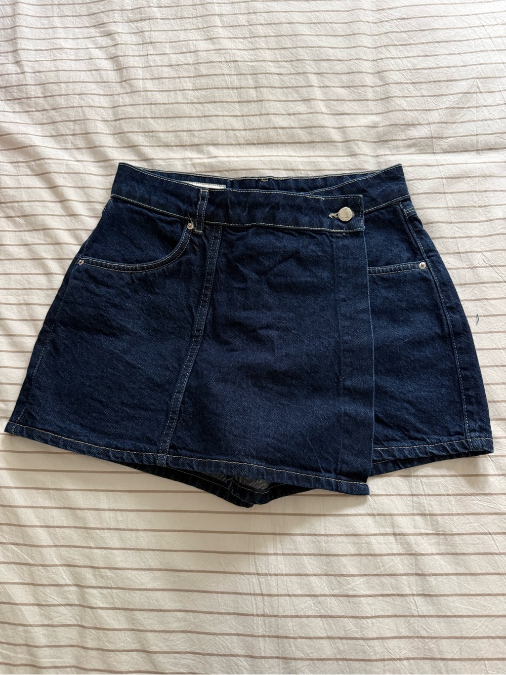 Zara Dark Blue Denim Skort with Wrap Front